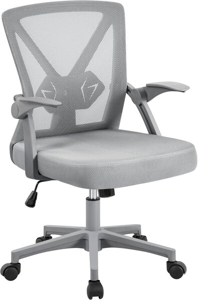 Sedia da ufficio - Ergonomica - Sedia da ufficio in mesh con braccioli pieghevoli - Sedia girevole con supporto lombare regolabile