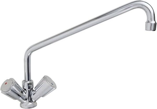 Rubinetto per lavello Einloch, in ottone, modello 1LMBT_PROFI | Miscelatore, con attacchi per acqua fredda e calda, da montare su piano, foro di diametro 30-32 mm, altezza del rubinetto 300 mm, prodotto in Europa