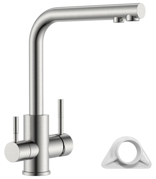 Rubinetto da cucina a tre vie con filtro dell'acqua e due maniglie