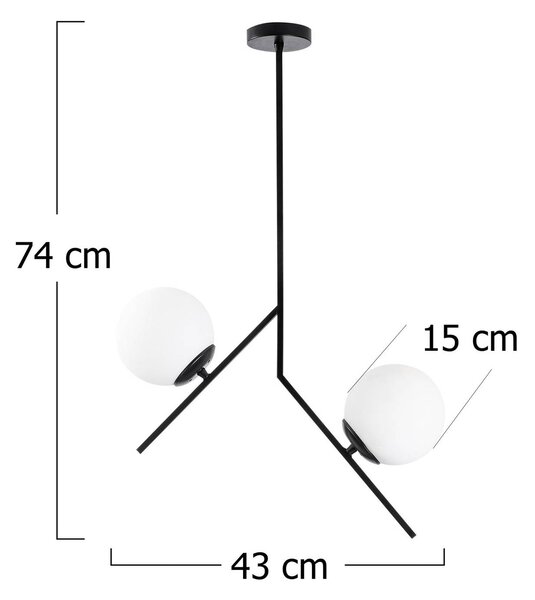 Opviq Lampada a sospensione Dolunay 144-AV nero 2 vetri