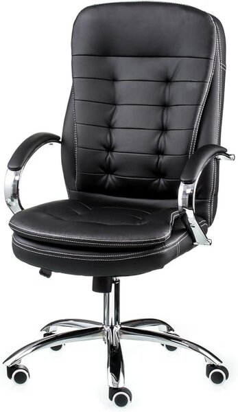 Sedia da ufficio ergonomica, poltrona da ufficio con schienale alto, sedia girevole a 360° ergonomica per ufficio, sedia da scrivania in ecopelle con meccanismo di inclinazione regolabile, colore nero