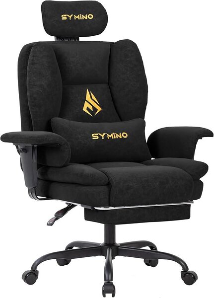 Sedia da gaming, poltrona da ufficio, sedia ergonomica, scrivania in vintage con poggiapiedi, sedia da ufficio regolabile in altezza, sedia da computer, portata 130 kg, colore nero