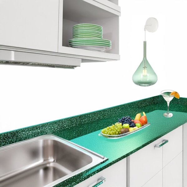 Applique moderna top light kona 1177 bi a ve e27 led vetro verde - Top Light