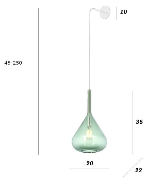 Applique moderna top light kona 1177 bi a ve e27 led vetro verde - Top Light