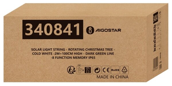 Aigostar - LED solare decorazione natalizia LED/0,59W/3,7V 100 cm IP65 bianco freddo