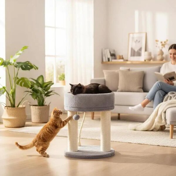 Albero per gatti multifunzione (4 in 1) con comodo spazio per sedersi