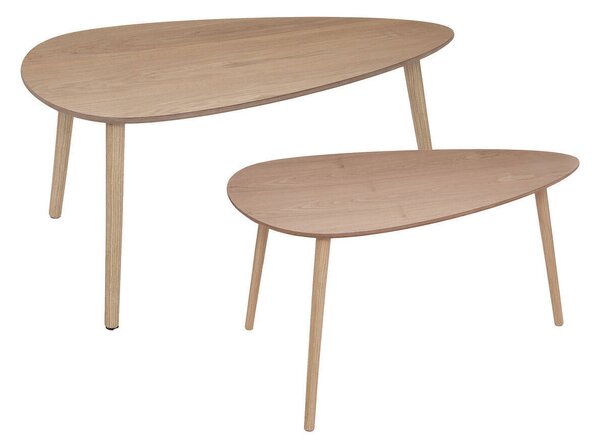 Set di 2 tavolini Mileo L in legno naturale