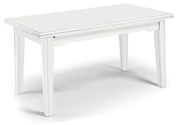 MOBILI 2G - Tavolo classico rettangolare allungabile in legno bianco 160x85