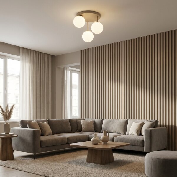 Brilagi - Plafoniera MILO ECRU 3xE27/60W/230V beige/oro