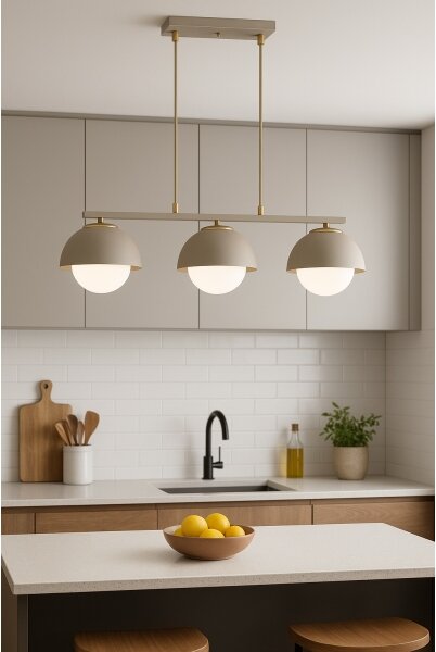Brilagi - Lampadario a sospensione con cavo COSMO 3xE27/60W/230V beige/oro