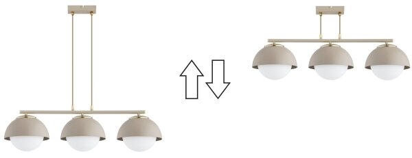 Brilagi - Lampadario a sospensione con cavo COSMO 3xE27/60W/230V beige/oro