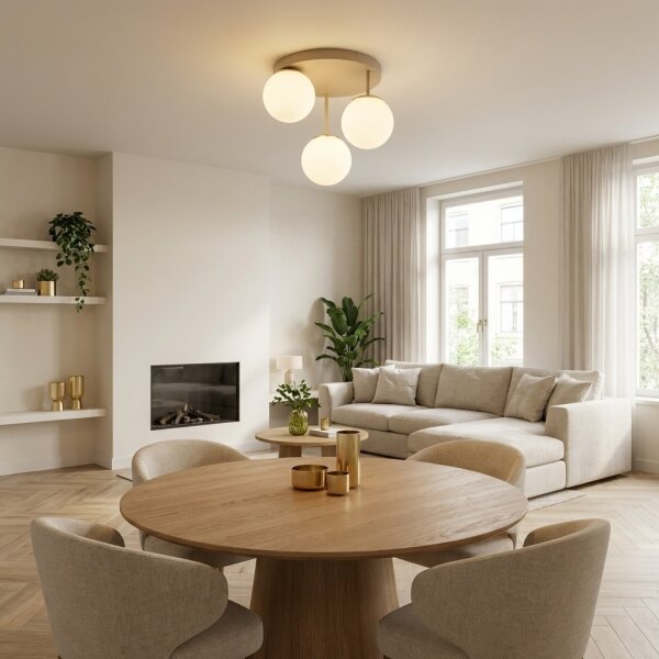 Brilagi - Plafoniera MILO ECRU 3xE27/60W/230V beige/oro