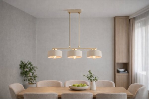 Brilagi - Lampadario a sospensione con cavo SPRING 3xE27/60W/230V beige/oro