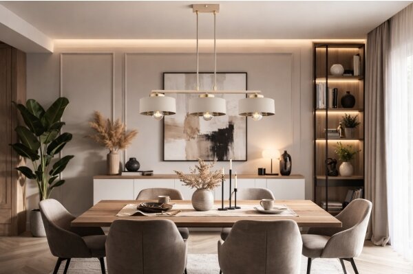 Brilagi - Lampadario a sospensione con cavo SPRING 3xE27/60W/230V beige/oro