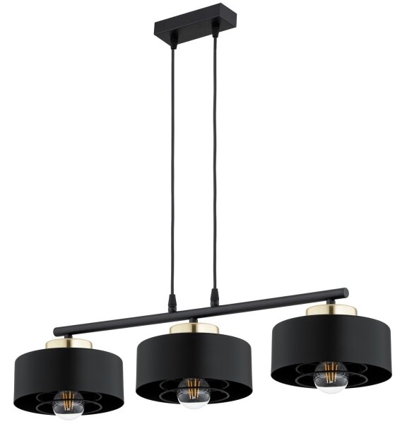 Brilagi - Lampadario a sospensione con cavo SPRING 3xE27/60W/230V nero/oro