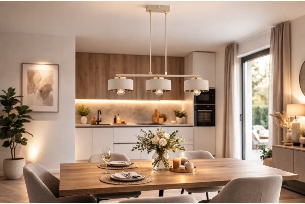 Brilagi - Lampadario a sospensione con cavo SPRING 3xE27/60W/230V beige/oro