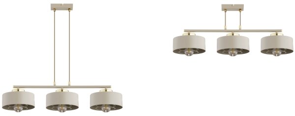 Brilagi - Lampadario a sospensione con cavo SPRING 3xE27/60W/230V beige/oro