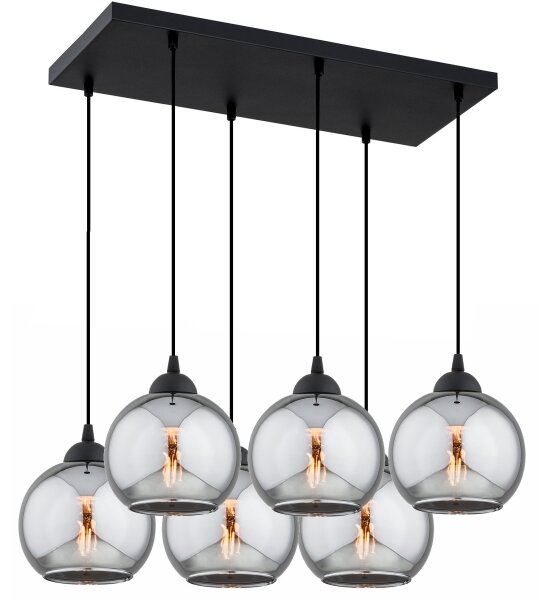 Brilagi - Lampadario a sospensione con cavo DIOR 6xE27/60W/230V nero/grigio fumé