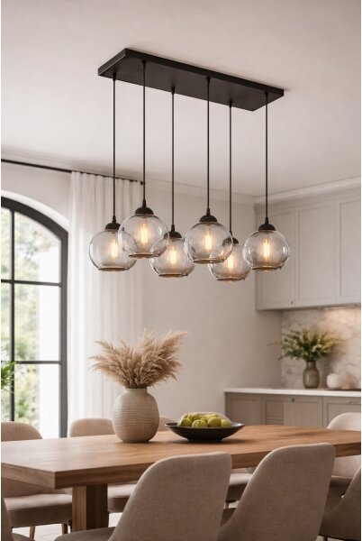 Brilagi - Lampadario a sospensione con cavo DIOR 6xE27/60W/230V nero/grigio fumé