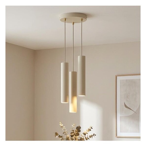 Brilagi - Lampadario a sospensione con cavo TUBE 3xGU10/15W/230V beige/oro