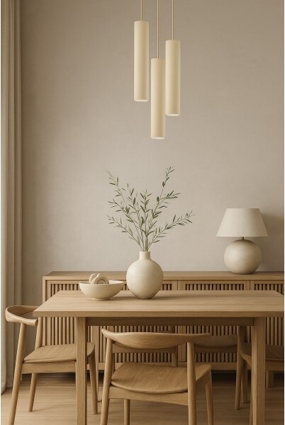 Brilagi - Lampadario a sospensione con cavo TUBE 3xGU10/15W/230V beige/oro