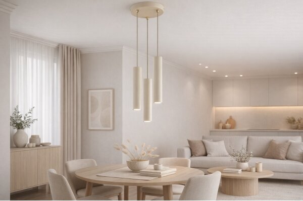 Brilagi - Lampadario a sospensione con cavo TUBE 3xGU10/15W/230V beige/oro