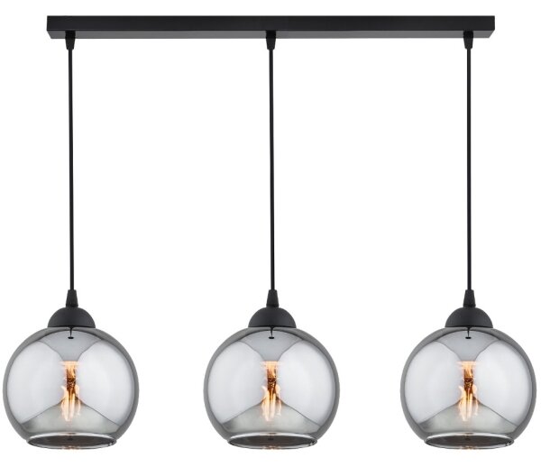 Brilagi - Lampadario a sospensione con cavo DIOR 3xE27/60W/230V nero/grigio fumé