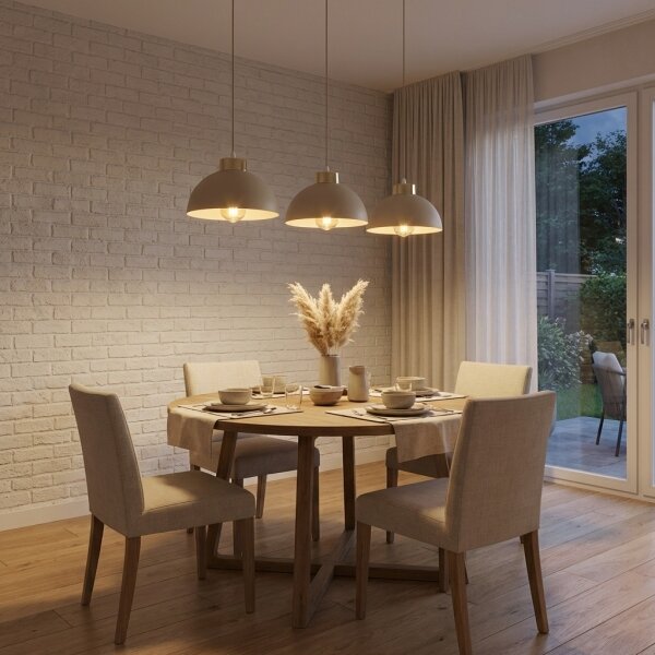 Brilagi - Lampadario a sospensione con cavo MOON 3xE27/60W/230V beige/oro