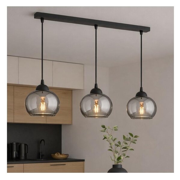 Brilagi - Lampadario a sospensione con cavo DIOR 3xE27/60W/230V nero/grigio fumé