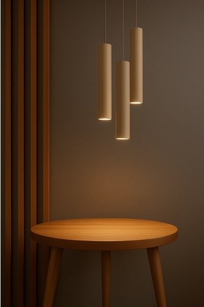 Brilagi - Lampadario a sospensione con cavo TUBE 3xGU10/15W/230V beige/oro
