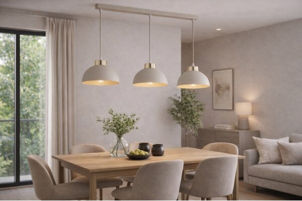 Brilagi - Lampadario a sospensione con cavo MOON 3xE27/60W/230V beige/oro