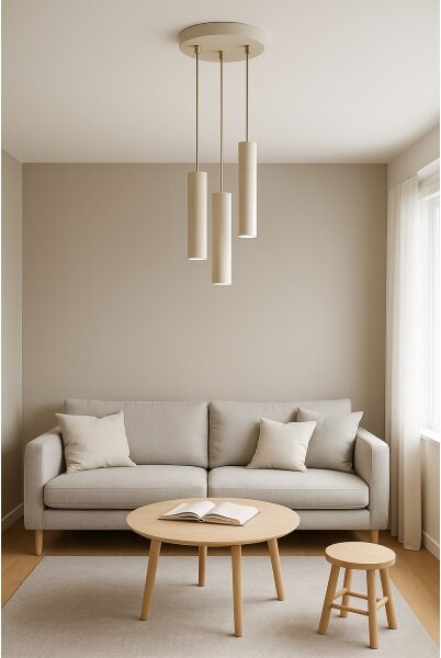 Brilagi - Lampadario a sospensione con cavo TUBE 3xGU10/15W/230V beige/oro
