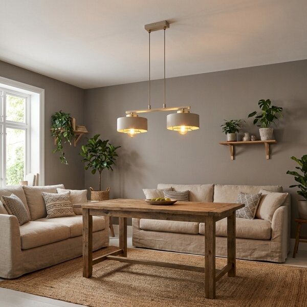 Brilagi - Lampadario sospeso con cavo SPRING 2xE27/60W/230V beige/oro