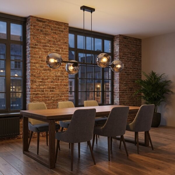 Brilagi - Lampadario a sospensione con cavo DIOR 4xE27/60W/230V nero/grigio fumé