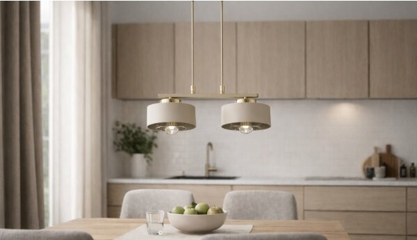 Brilagi - Lampadario sospeso con cavo SPRING 2xE27/60W/230V beige/oro