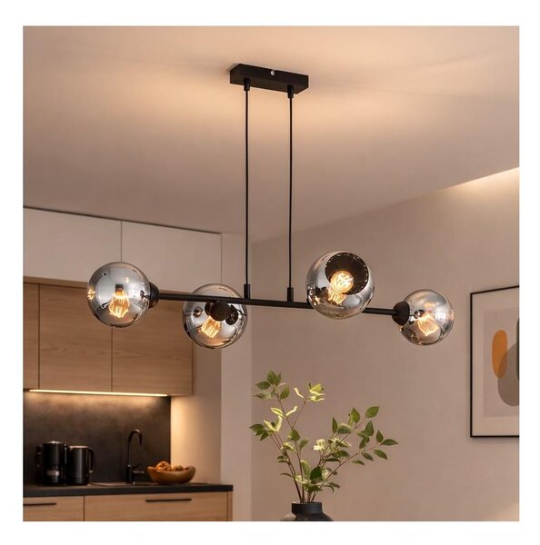 Brilagi - Lampadario a sospensione con cavo DIOR 4xE27/60W/230V nero/grigio fumé