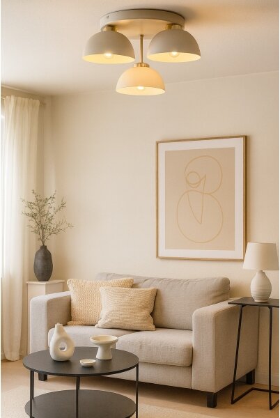 Brilagi - Lampadario da soffitto a plafone MOON 3xE27/60W/230V beige/oro