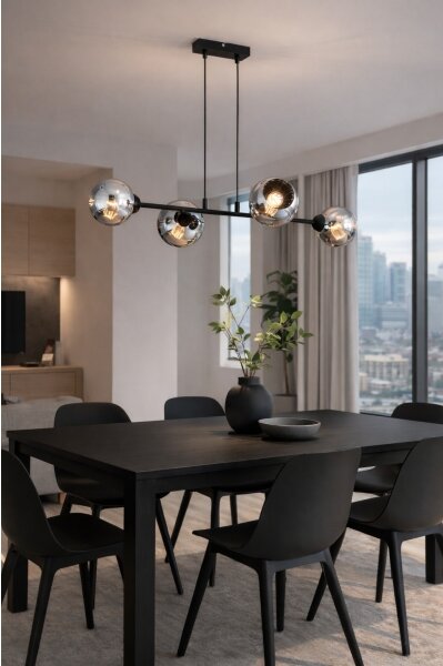 Brilagi - Lampadario a sospensione con cavo DIOR 4xE27/60W/230V nero/grigio fumé