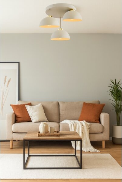 Brilagi - Lampadario da soffitto a plafone MOON 3xE27/60W/230V beige/oro