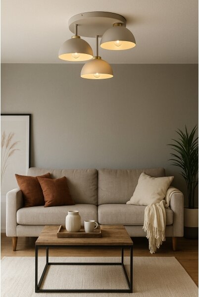 Brilagi - Lampadario da soffitto a plafone MOON 3xE27/60W/230V beige/oro