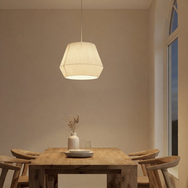 Plafoniera Lindby, Vitore, dimmerabile, Bianco, Soggiorno, Tessuto / Tessile, Scandinavo