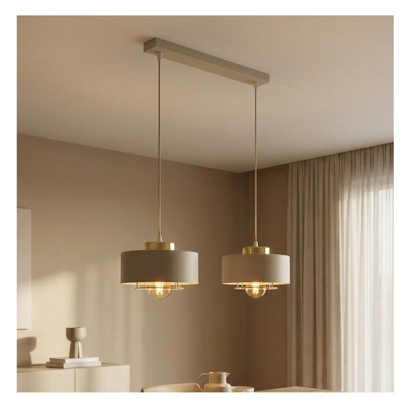 Brilagi - Lampadario a sospensione con cavo SPRING 2xE27/60W/230V beige/oro