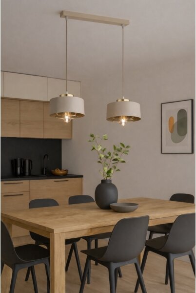 Brilagi - Lampadario a sospensione con cavo SPRING 2xE27/60W/230V beige/oro