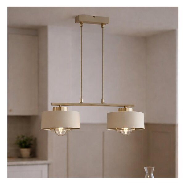 Brilagi - Lampadario sospeso con cavo SPRING 2xE27/60W/230V beige/oro
