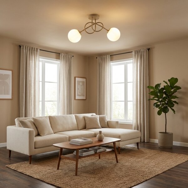 Brilagi - Lampadario a plafone MILO ECRU 2xE27/60W/230V beige/oro