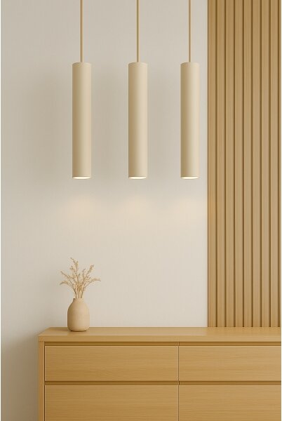 Brilagi - Lampadario sospeso su cavo TUBE 3xGU10/15W/230V beige/oro