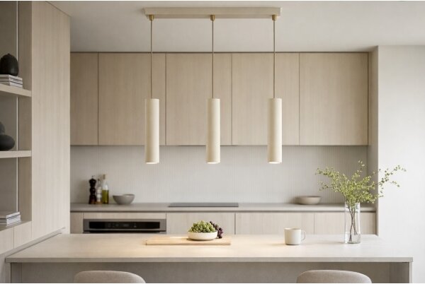Brilagi - Lampadario sospeso su cavo TUBE 3xGU10/15W/230V beige/oro