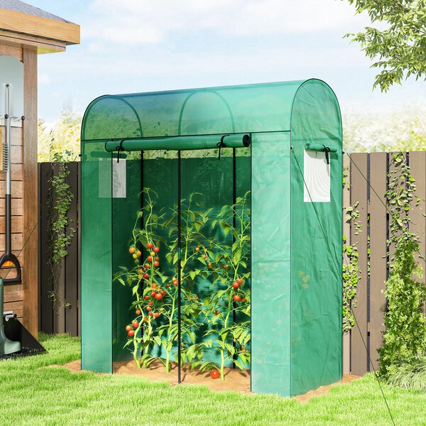 Outsunny Serra da Giardino con Rivestimento in PE, Porta Avvolgibile e Finestre a Rete, 170x68x200 cm, Verde | Aosom Italy