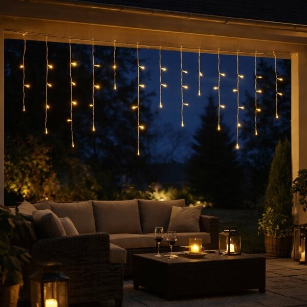 Aigostar - Catena luminosa natalizia LED da esterno 300xLED/8 funzioni 3xAA 18x06m IP44 bianco caldo