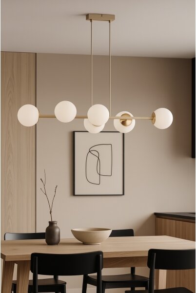 Brilagi - Lampadario sospeso con cavo MILO ECRU 6xE27/60W/230V beige/oro